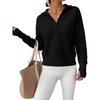 image:imageANRABESS Womens Long Sleeve Quarter Zip Cropped SweaterBlack