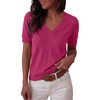 image:imageANRABESS Womens Short Sleeve Sweater Top Wool Blend Business Casual OutfitsHot Pink