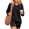 image:imageANRABESS Womens V Neck Long Sleeve SweatshirtsBlack