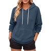 image:imageANRABESS Womens Waffle Knit Hoodie Lightweight SweatshirtsNavy Blue