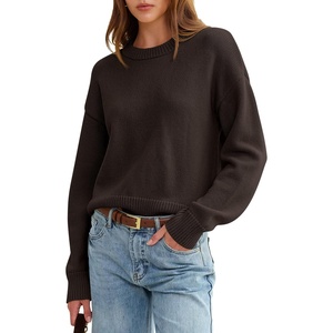 image:imageANRABESS Sweaters for Women Fall Oversized Wool Blend PulloverDark Brown