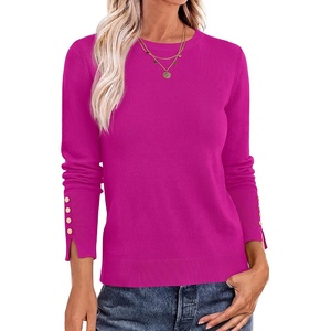 image:imageANRABESS Sweaters for Women Lightweight Buttons Long Sleeve Fall OutfitsBright Plum Red