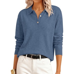 image:imageANRABESS Sweaters for Women Polo Collared Knit Long Sleeve PulloverDeep Blue
