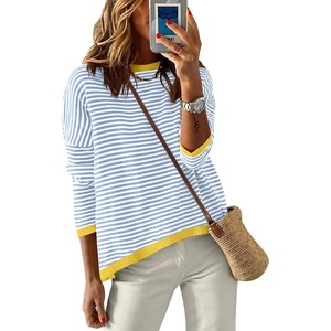 image:imageANRABESS Sweaters for Women Striped Top Long Sleeve Shirts Fall OutfitsBlue White Yellow