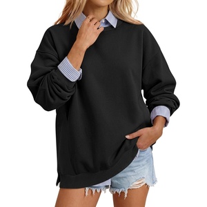 image:imageANRABESS Sweatshirts for Women Oversized Long Sleeve Textured Side PulloverBlack