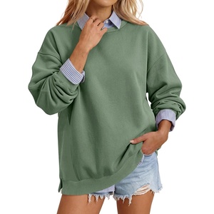 image:imageANRABESS Sweatshirts for Women Oversized Long Sleeve Textured Side PulloverGreen