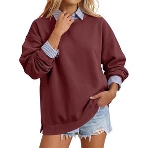 image:imageANRABESS Sweatshirts for Women Oversized Long Sleeve Textured Side PulloverWine Red
