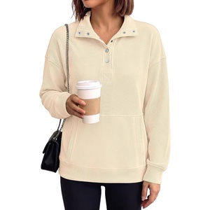 image:imageANRABESS Waffle Knit Sweatshirt for Women Henley ShirtsAlmond
