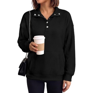 image:imageANRABESS Waffle Knit Sweatshirt for Women Henley ShirtsBlack