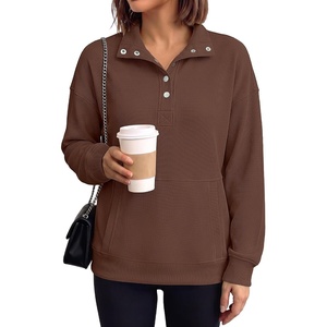 image:imageANRABESS Waffle Knit Sweatshirt for Women Henley ShirtsBrown
