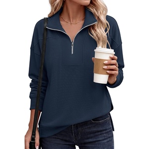 image:imageANRABESS Waffle Knit Sweatshirt for Women Lightweight ShirtsNavy Blue
