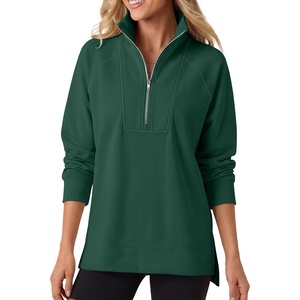 image:imageANRABESS Womens Half Zip Sweatshirts Loose Fleece PulloverDeep Green