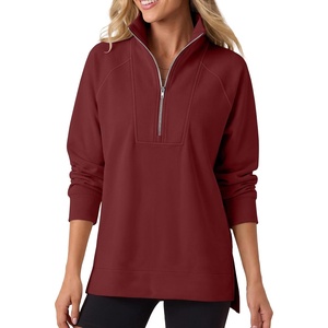 image:imageANRABESS Womens Half Zip Sweatshirts Loose Fleece PulloverDeep Red