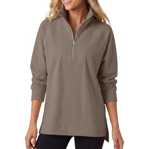 image:imageANRABESS Womens Half Zip Sweatshirts Loose Fleece PulloverLight Coffee