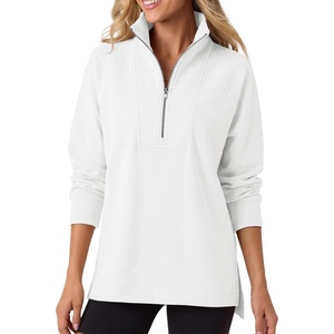 image:imageANRABESS Womens Half Zip Sweatshirts Loose Fleece PulloverWhite
