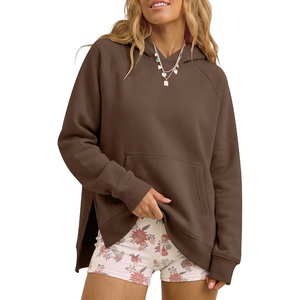 image:imageANRABESS Womens Oversized Hoodies Slit Side SweatshirtsCoffee