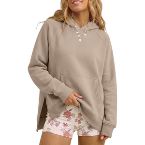 image:imageANRABESS Womens Oversized Hoodies Slit Side SweatshirtsKhaki