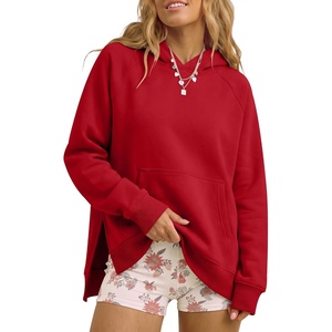 image:imageANRABESS Womens Oversized Hoodies Slit Side SweatshirtsRed