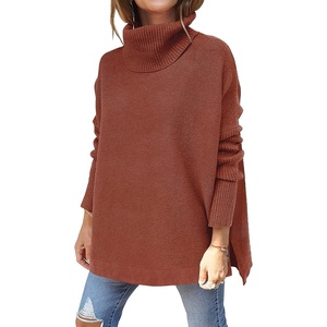 image:imageANRABESS Womens Turtleneck Oversized Sweaters Fall OutfitsRust