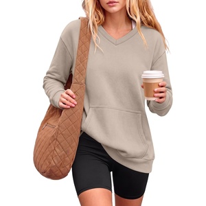 image:imageANRABESS Womens V Neck Long Sleeve SweatshirtsGrey BeigeL