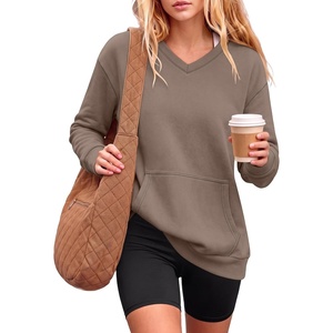 image:imageANRABESS Womens V Neck Long Sleeve SweatshirtsLight Brown