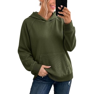 image:imageANRABESS Womens Waffle Knit Oversized Hoodie Sweatshirts Army Green M