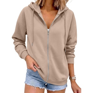 image:imageANRABESS Womens Zip Up Hoodie Long Sleeve Hooded Sweatshirts FallBeige
