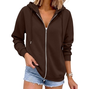 image:imageANRABESS Womens Zip Up Hoodie Long Sleeve Hooded Sweatshirts FallBrown