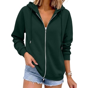 image:imageANRABESS Womens Zip Up Hoodie Long Sleeve Hooded Sweatshirts FallDark Green