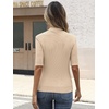 image:imageANRABESS Mock Neck Tops for Women Half Sleeve Ribbed Knit Slim Fit TShirtsBeige