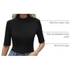 image:imageANRABESS Mock Neck Tops for Women Half Sleeve Ribbed Knit Slim Fit TShirtsBlack