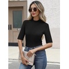 image:imageANRABESS Mock Neck Tops for Women Half Sleeve Ribbed Knit Slim Fit TShirtsBlack