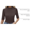image:imageANRABESS Mock Neck Tops for Women Half Sleeve Ribbed Knit Slim Fit TShirtsBrown