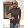 image:imageANRABESS Mock Neck Tops for Women Half Sleeve Ribbed Knit Slim Fit TShirtsBrown
