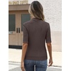 image:imageANRABESS Mock Neck Tops for Women Half Sleeve Ribbed Knit Slim Fit TShirtsBrown
