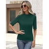 image:imageANRABESS Mock Neck Tops for Women Half Sleeve Ribbed Knit Slim Fit TShirtsDeep Green