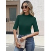 image:imageANRABESS Mock Neck Tops for Women Half Sleeve Ribbed Knit Slim Fit TShirtsDeep Green