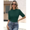 image:imageANRABESS Mock Neck Tops for Women Half Sleeve Ribbed Knit Slim Fit TShirtsDeep Green