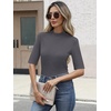 image:imageANRABESS Mock Neck Tops for Women Half Sleeve Ribbed Knit Slim Fit TShirtsDeep Grey