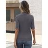image:imageANRABESS Mock Neck Tops for Women Half Sleeve Ribbed Knit Slim Fit TShirtsDeep Grey