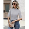 image:imageANRABESS Mock Neck Tops for Women Half Sleeve Ribbed Knit Slim Fit TShirtsGrey