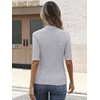 image:imageANRABESS Mock Neck Tops for Women Half Sleeve Ribbed Knit Slim Fit TShirtsGrey