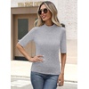 image:imageANRABESS Mock Neck Tops for Women Half Sleeve Ribbed Knit Slim Fit TShirtsGrey