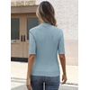 image:imageANRABESS Mock Neck Tops for Women Half Sleeve Ribbed Knit Slim Fit TShirtsGrey Blue