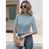 image:imageANRABESS Mock Neck Tops for Women Half Sleeve Ribbed Knit Slim Fit TShirtsGrey Blue