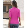 image:imageANRABESS Mock Neck Tops for Women Half Sleeve Ribbed Knit Slim Fit TShirtsHot Pink