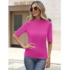 image:imageANRABESS Mock Neck Tops for Women Half Sleeve Ribbed Knit Slim Fit TShirtsHot Pink
