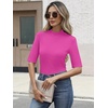 image:imageANRABESS Mock Neck Tops for Women Half Sleeve Ribbed Knit Slim Fit TShirtsHot Pink