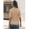 image:imageANRABESS Mock Neck Tops for Women Half Sleeve Ribbed Knit Slim Fit TShirtsLight Khaki