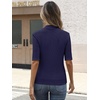 image:imageANRABESS Mock Neck Tops for Women Half Sleeve Ribbed Knit Slim Fit TShirtsNavy Blue